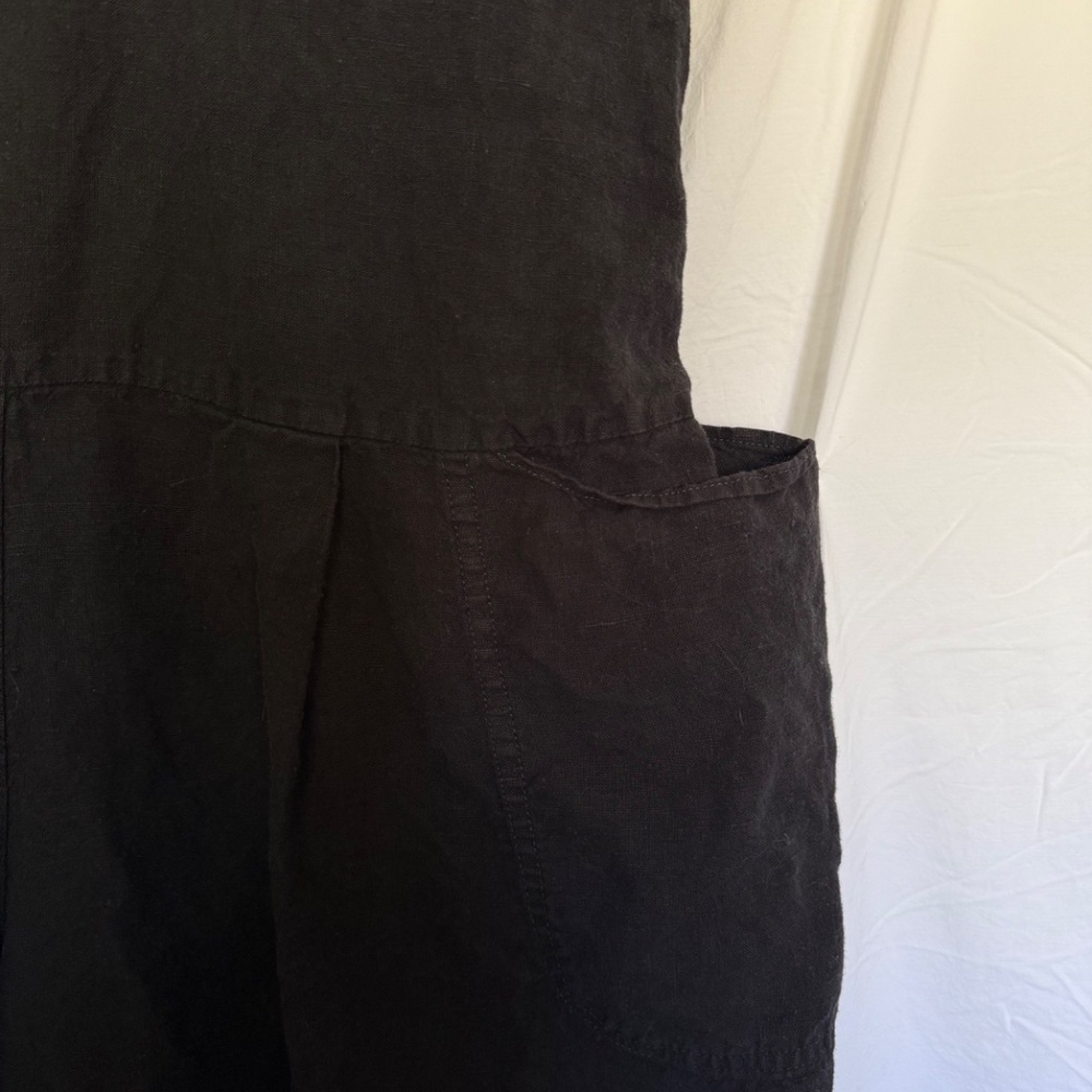 Elegant Black Jumpsuit FLAX with 2 Large Pockets - Picture 3 of 9